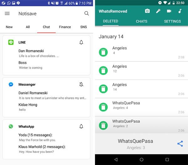 Come leggere i messaggi WhatsApp cancellati con Notisave